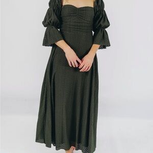 Elegant Dark Green Long Sleeve Dress